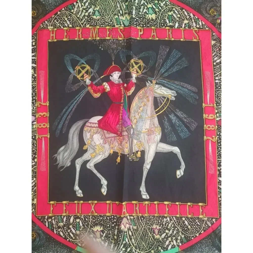 Hermes Feux d'artifice silk large scarf carre 90 EUC - Picture 3 of 10